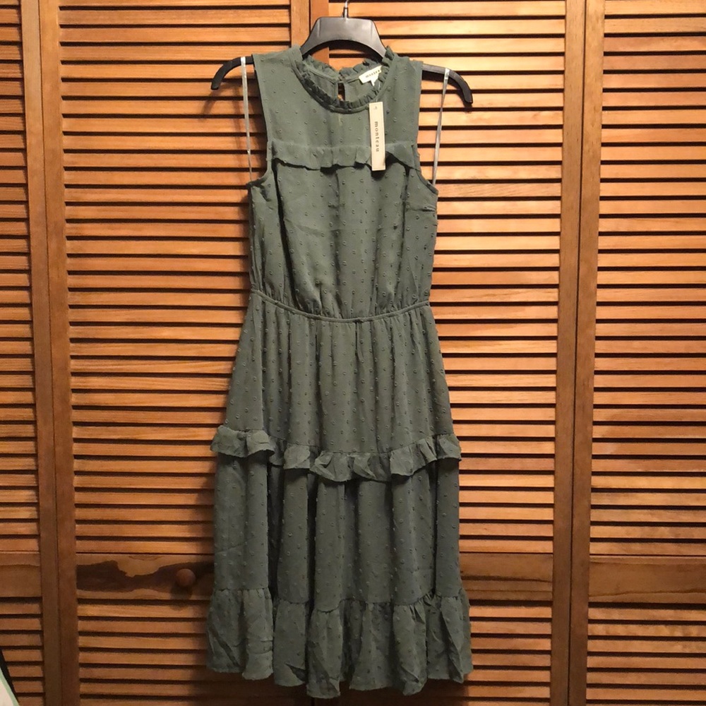 Monteau green frilly dress